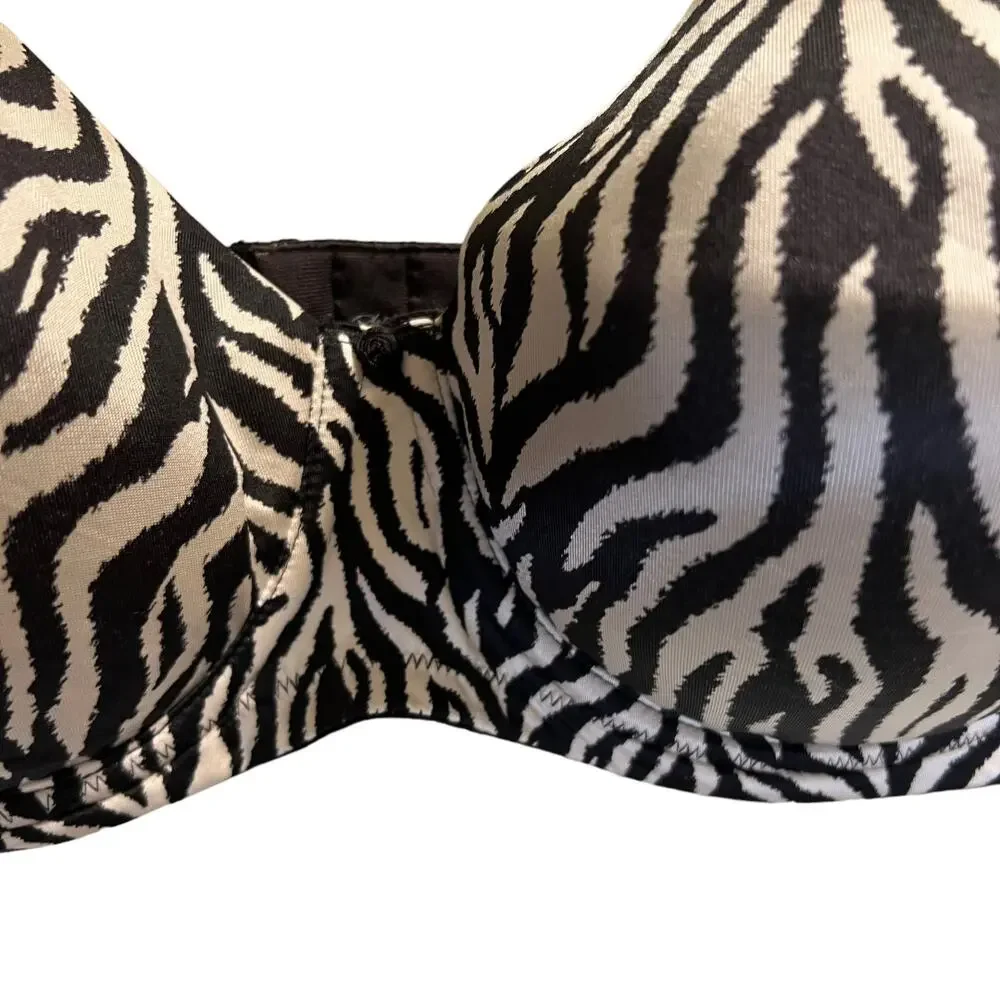 Playtex Side Smoothing Underwire Bra Adjustable Strap Zebra Print Size 38DD